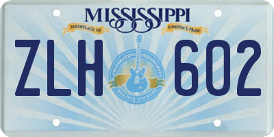 MS license plate ZLH602