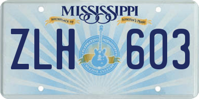 MS license plate ZLH603