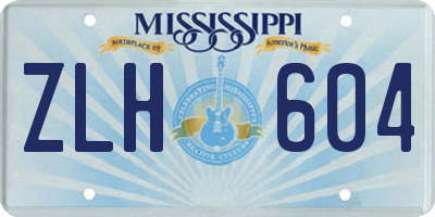 MS license plate ZLH604