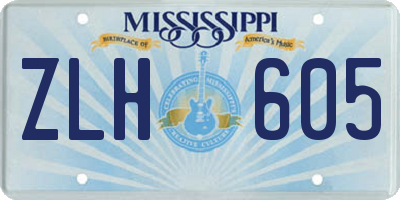 MS license plate ZLH605