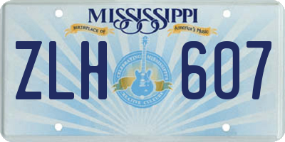 MS license plate ZLH607