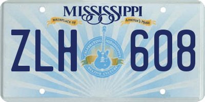 MS license plate ZLH608