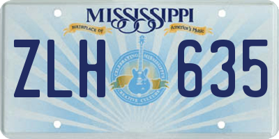 MS license plate ZLH635