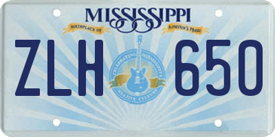 MS license plate ZLH650