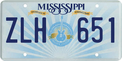 MS license plate ZLH651