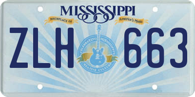 MS license plate ZLH663