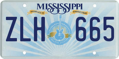MS license plate ZLH665