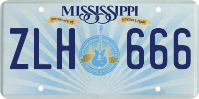 MS license plate ZLH666