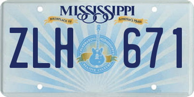MS license plate ZLH671