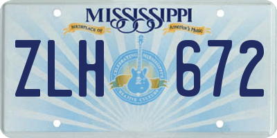 MS license plate ZLH672