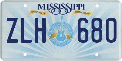 MS license plate ZLH680