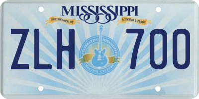 MS license plate ZLH700