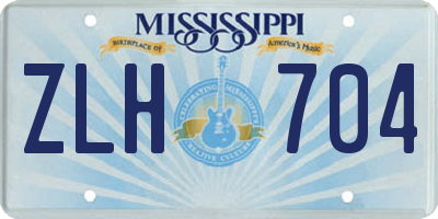 MS license plate ZLH704