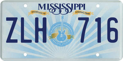 MS license plate ZLH716