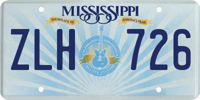 MS license plate ZLH726