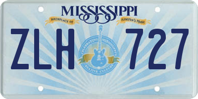 MS license plate ZLH727