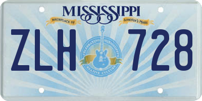 MS license plate ZLH728
