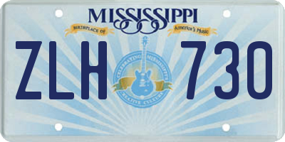 MS license plate ZLH730