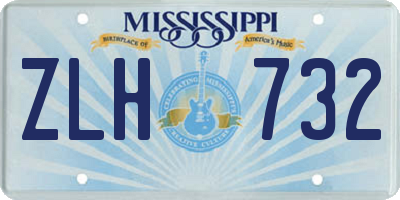 MS license plate ZLH732
