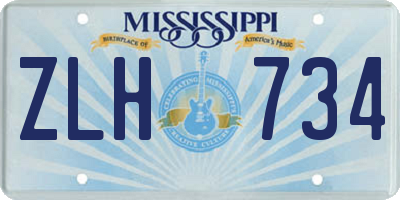 MS license plate ZLH734