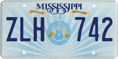 MS license plate ZLH742