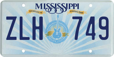 MS license plate ZLH749