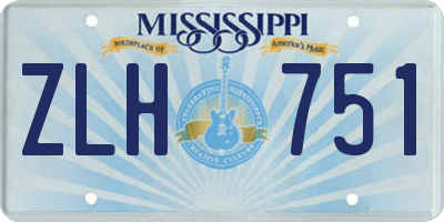 MS license plate ZLH751