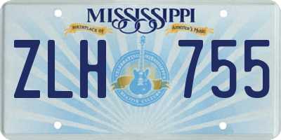 MS license plate ZLH755