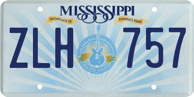 MS license plate ZLH757