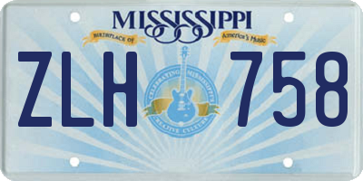 MS license plate ZLH758