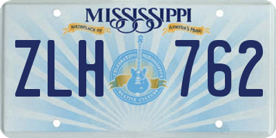 MS license plate ZLH762