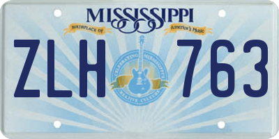 MS license plate ZLH763