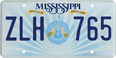 MS license plate ZLH765