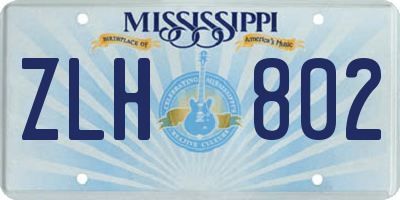 MS license plate ZLH802