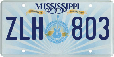 MS license plate ZLH803