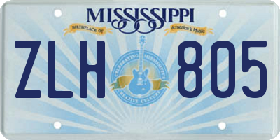 MS license plate ZLH805