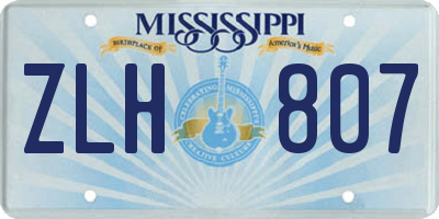 MS license plate ZLH807