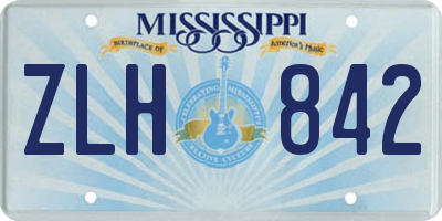 MS license plate ZLH842