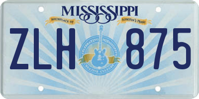 MS license plate ZLH875