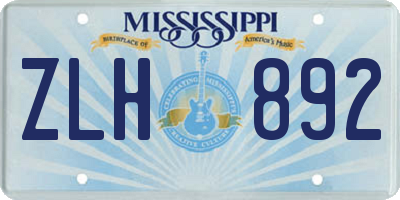 MS license plate ZLH892