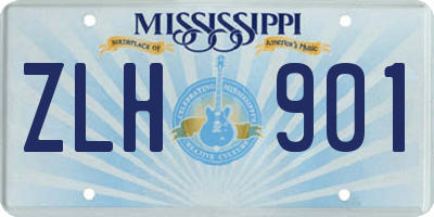 MS license plate ZLH901