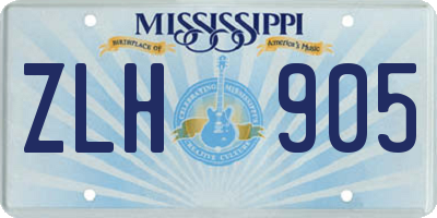 MS license plate ZLH905