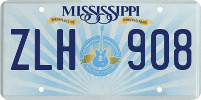 MS license plate ZLH908