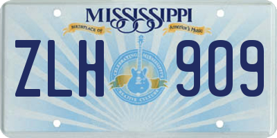 MS license plate ZLH909