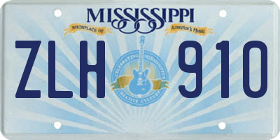 MS license plate ZLH910