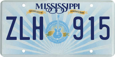 MS license plate ZLH915