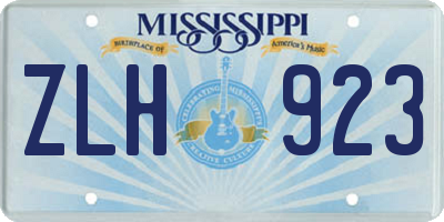 MS license plate ZLH923