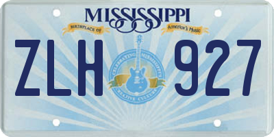 MS license plate ZLH927