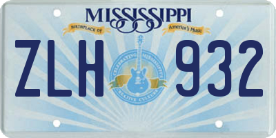 MS license plate ZLH932