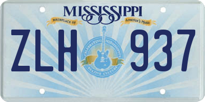 MS license plate ZLH937